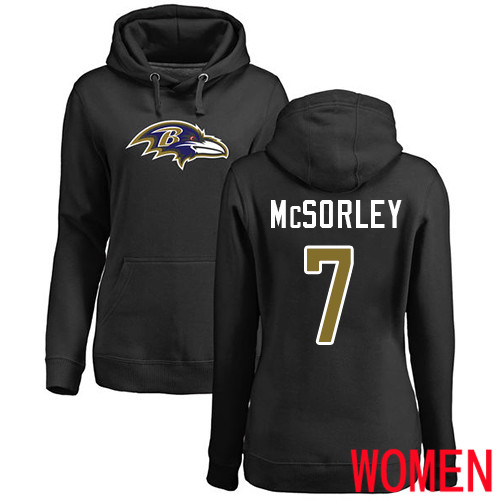 Baltimore Ravens Black Women Trace McSorley Name and Number Logo NFL Football #7 Pullover Hoodie Sweatshirt->baltimore ravens->NFL Jersey